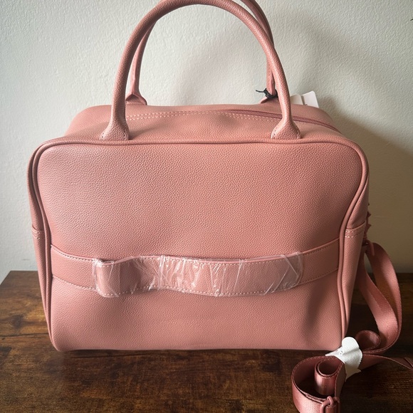 Bugatti Pink Duffle Bag Weekender with Crossbody Strap Vegan Leather NWT - Picture 7 of 10